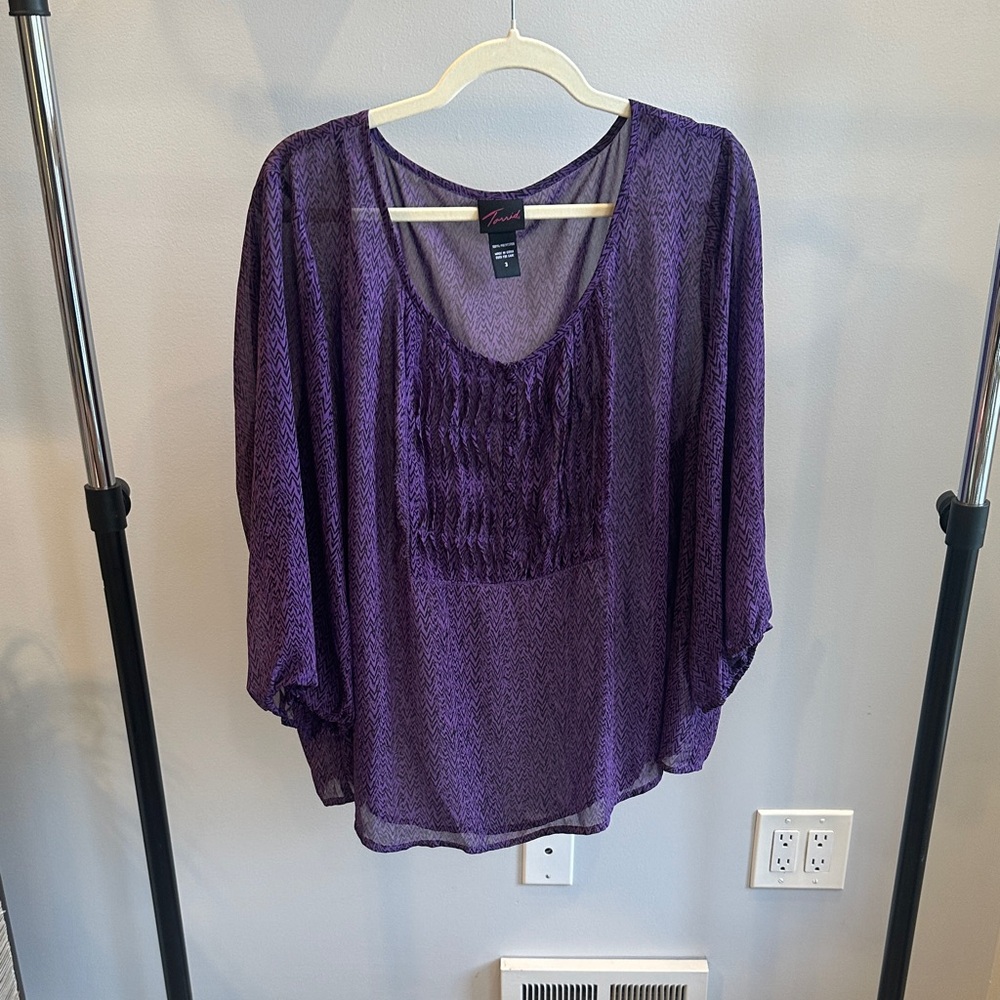 Torrid Purple Sheer Blouse